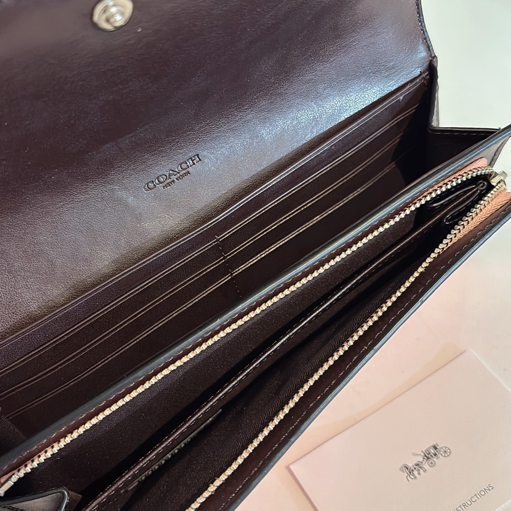 Coach Pink Floral Continental Wallet with Silver Logo - Picture 4 of 7